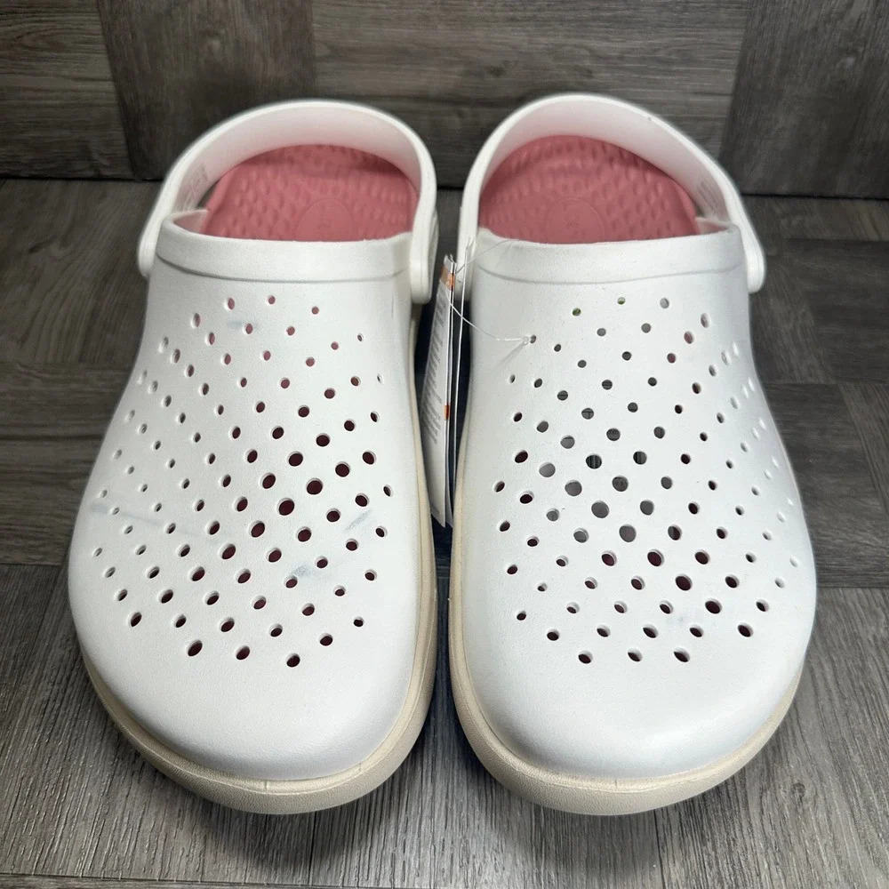 Crocs Literide 360 Clogs Mens 11 White Pink Comfort Slip On NEW
